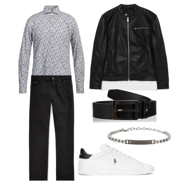 Outfit uomo - Semplicemente elegante. Stile Casual per Serata speciale. Abbinamento con braccialetti, giacche, sneakers, jeans skinny, camicie, cinture.