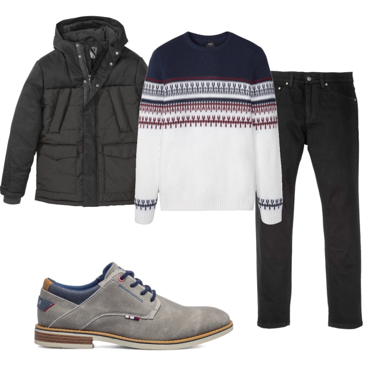 Outfit uomo - Total look #1564319. Stile Casual per Tutti i giorni. Abbinamento con jeans slim fit, maglieria, giacche, scarpe stringate.