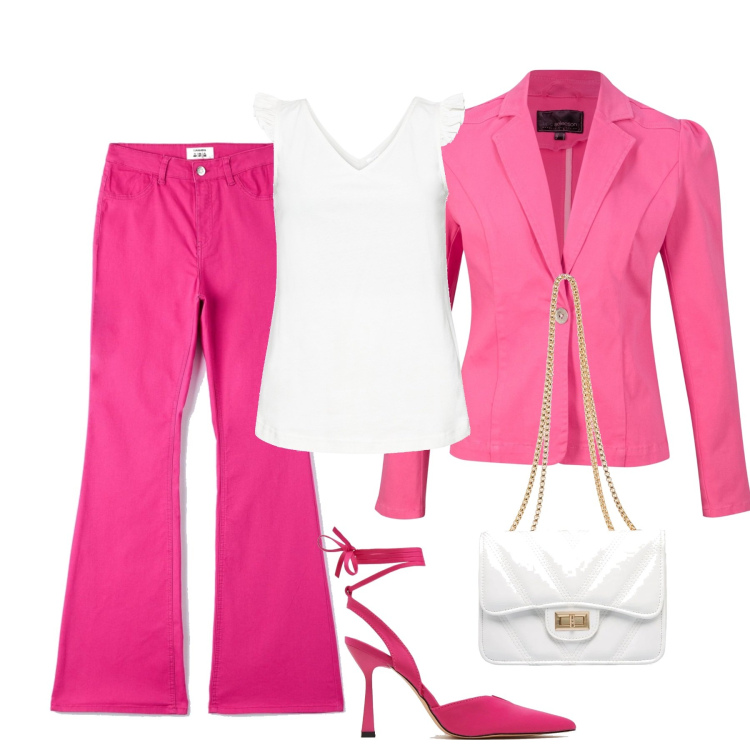 Outfit donna - Total look #1564800. Stile Trendy per Tutti i giorni. Abbinamento con top, blazer, pantaloni, décolleté, borse a tracolla.