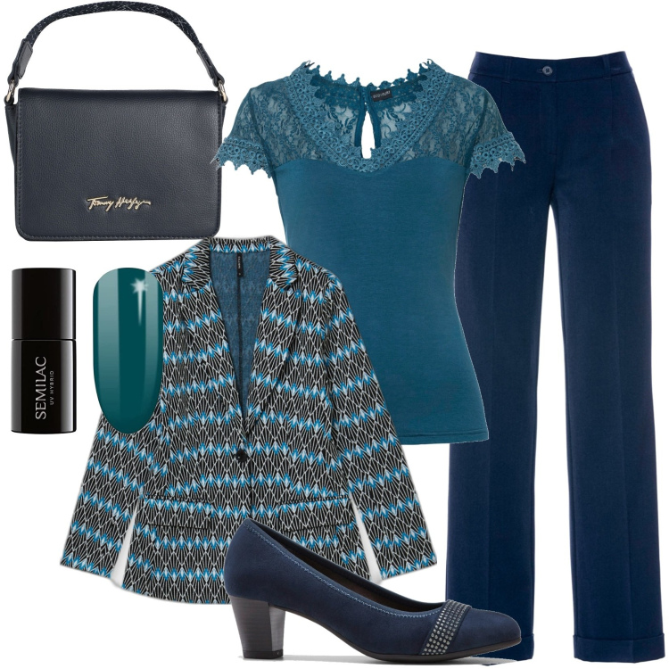 Outfit donna - Pantalone raffinato con pinces. Stile Casual per Ufficio. Abbinamento con pantaloni, décolleté, maglieria, borse a mano, giacche, smalti.