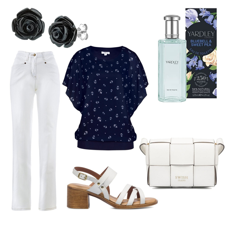 Outfit donna - Accordo di agrumi. Stile Basic per Tutti i giorni. Abbinamento con bluse, jeans dritti, sandali in pelle, borse a tracolla, orecchini, profumi.