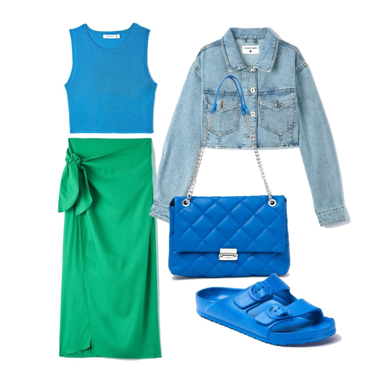 Outfit donna - Terranova - primavera con i colori. Stile Urban per Tutti i giorni. Abbinamento con gonne, sandali in pelle, cappotti, top, borse a spalla.