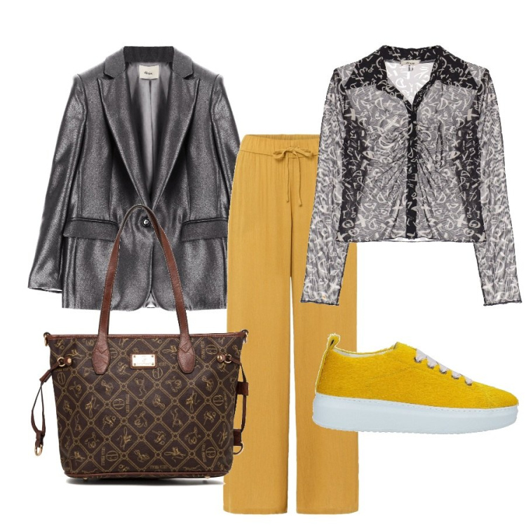 Outfit donna - La giacca effetto metallizzato. Stile Casual chic per Tutti i giorni. Abbinamento con pantaloni, sneakers, camicie, giacche, borse a spalla.