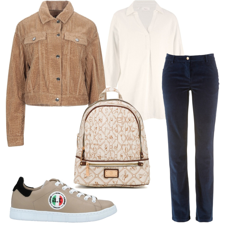 Outfit donna - Sneakers color corda. Stile Basic per Tutti i giorni. Abbinamento con pantaloni, bluse, giacche, sneakers, zaini.