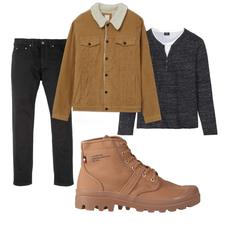 Outfit uomo - Urban #4666. Stile Urban per Tutti i giorni. Abbinamento con jeans slim fit, maglieria, stivali e stivaletti, giacche.