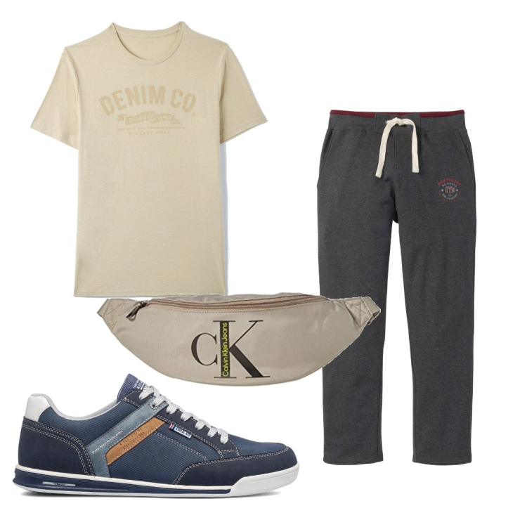 Outfit uomo - Trendy #4852. Stile Trendy per Sport. Abbinamento con pantaloni, t-shirt, sneakers, borse sportive.
