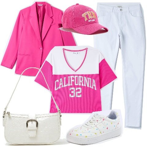 Outfit donna - Terranova - la tua primavera. Stile Sporty chic per Tutti i giorni. Abbinamento con pantaloni skinny, sneakers, t-shirt, blazer, cappelli, borse a spalla.