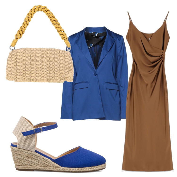 Outfit donna - Total look #1571937. Stile Casual chic per Tutti i giorni. Abbinamento con blazer, borse a mano, vestiti midi/longuette, espadrillas.
