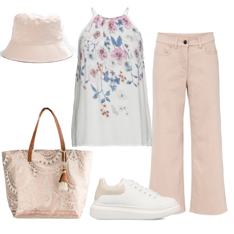 Outfit donna - Incredibile romantica. Stile Romantica per Scuola/Università. Abbinamento con top, pantaloni culotte, shopping bag, cappelli, sneakers.