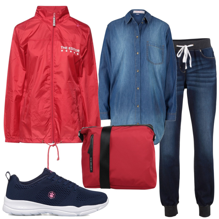 Outfit donna - Casual tempo libero. Stile Basic per Tutti i giorni. Abbinamento con jeans boyfriend, camicie, giacche, borse a tracolla, sneakers.