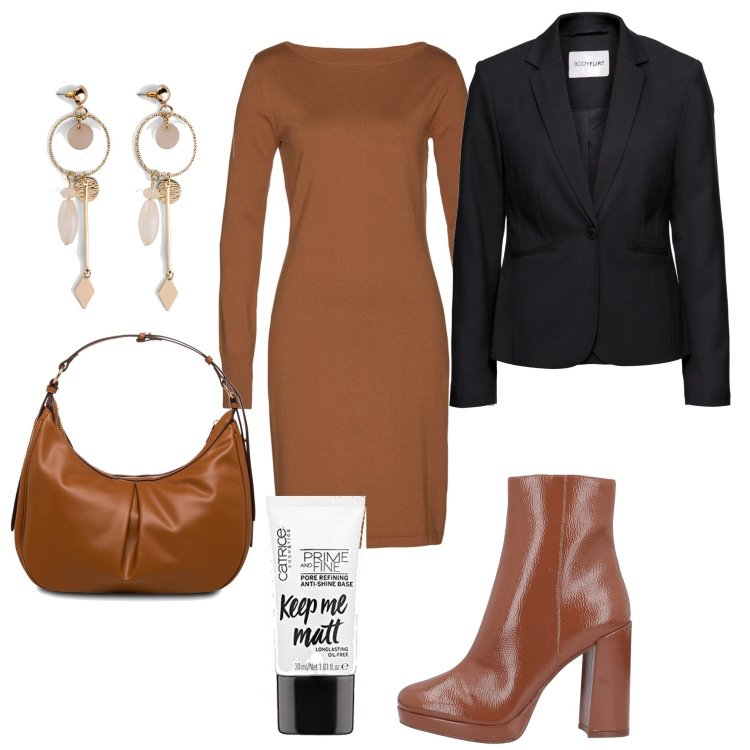 Outfit donna - La base prima di tutto. Stile Glamour per Serata fuori. Abbinamento con orecchini, blazer, vestiti, stivaletti, borse a spalla, primer.