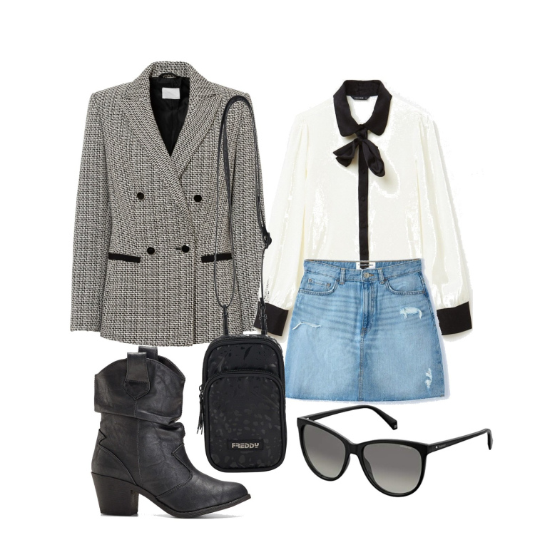Outfit donna - Ghost outfitter - a marzo. Stile Casual chic per Tutti i giorni. Abbinamento con stivaletti texani, blazer, minigonne, camicie, zaini, occhiali da sole.