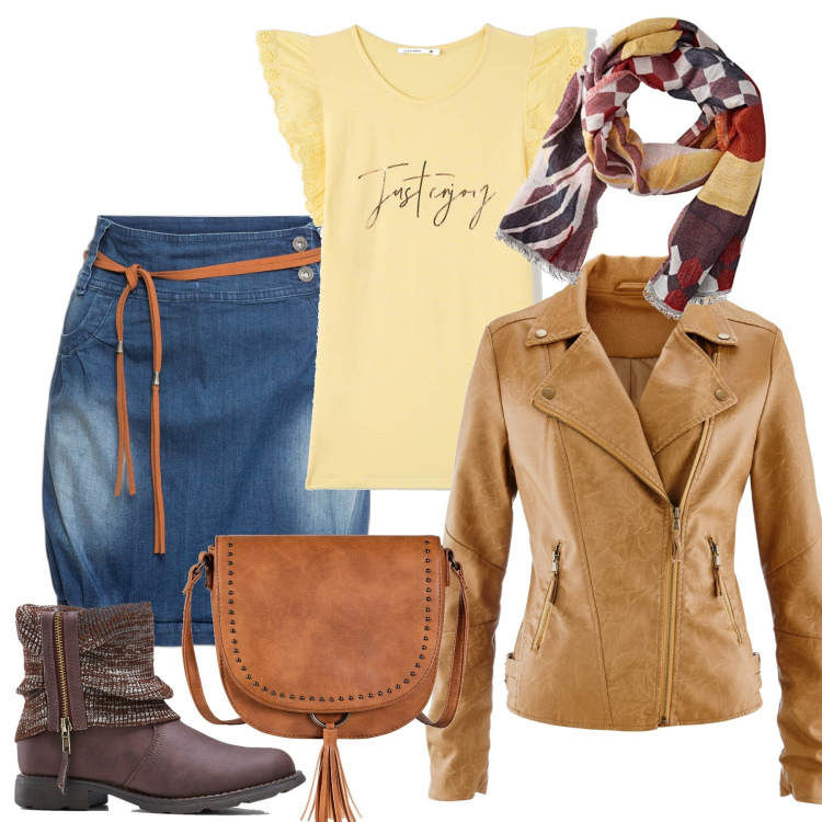 Outfit donna - Women not for a day only #27. Stile Casual chic per Tutti i giorni. Abbinamento con minigonne, blazer, stivaletti, borse a tracolla, t-shirt, sciarpe.