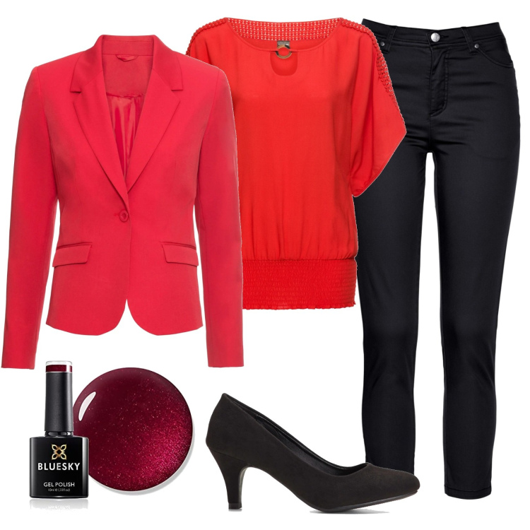Outfit donna - Total look #1578024. Stile Casual chic per Ufficio. Abbinamento con bluse, pantaloni, décolleté, blazer, smalti.