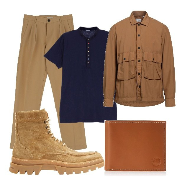 Outfit uomo - Una pizza con gli amici. Stile Trendy per Serata speciale. Abbinamento con pantaloni, t-shirt, stivali e stivaletti, giacche, portafogli.