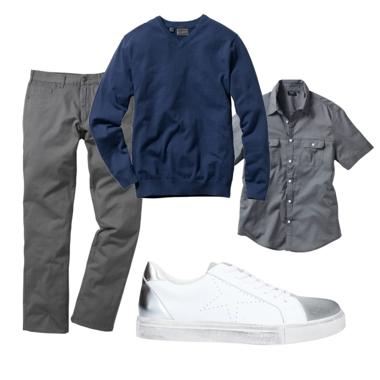 Outfit uomo - Casual #8665. Stile Casual per Tutti i giorni. Abbinamento con pantaloni, camicie a manica corta, maglieria, sneakers.