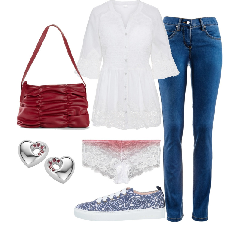 Outfit donna - Culotte colori sfumati. Stile Basic per Tutti i giorni. Abbinamento con jeans dritti, camicie, culotte, borse a mano, sneakers, orecchini.