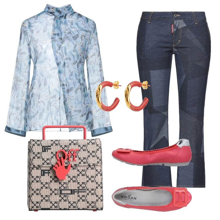 Outfit donna - saldi di mezza stagione!. Stile Sporty chic per Tutti i giorni. Abbinamento con ballerine, bluse, jeans, borse a mano, orecchini.