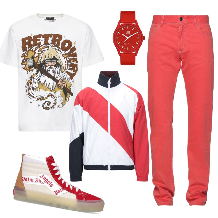 Outfit uomo - Domenica di aprile. Stile Casual per Tutti i giorni. Abbinamento con giacche, pantaloni, orologi, t-shirt, sneakers.