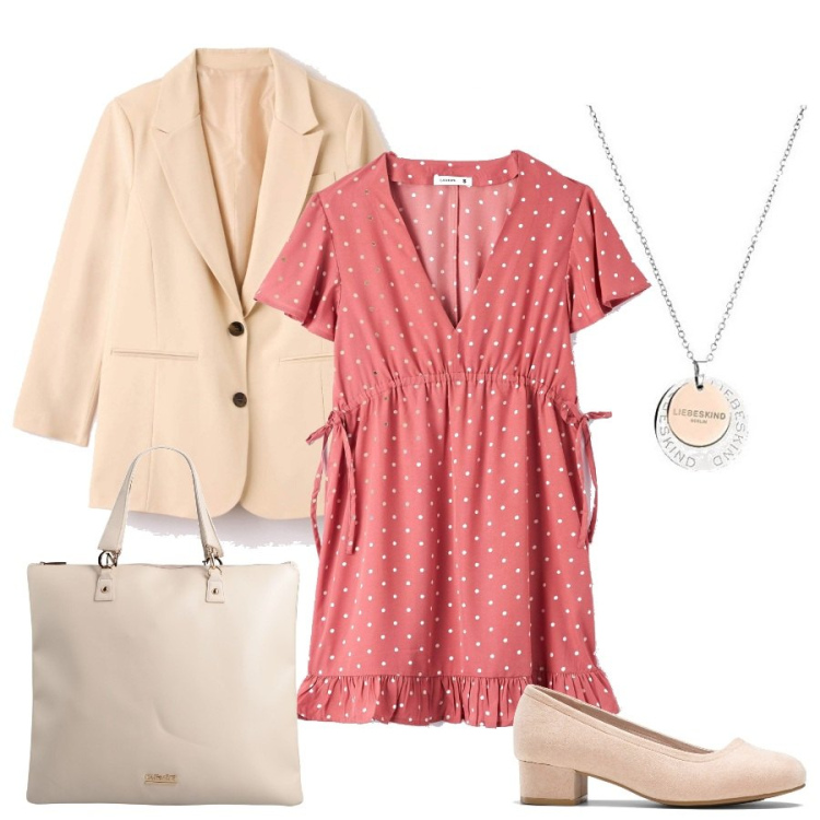 Outfit donna - Il battesimo di mia nipote. Stile Romantica per Cerimonia. Abbinamento con décolleté, borse a mano, vestiti, blazer, collane.