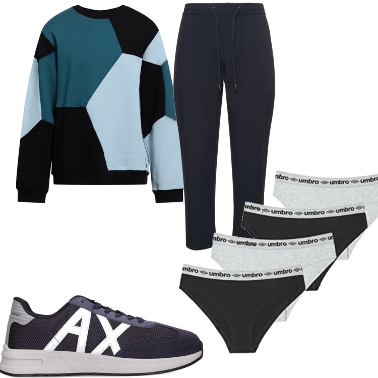 Outfit uomo - Sneakers AX. Stile Casual per Tutti i giorni. Abbinamento con felpe, pantaloni, sneakers, slip.