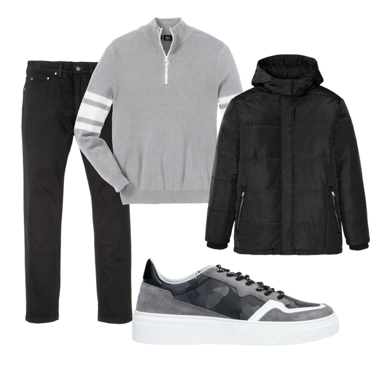Outfit uomo - Trendy #5658. Stile Trendy per Tutti i giorni. Abbinamento con t-shirt sportive, jeans slim fit, giacche, sneakers.
