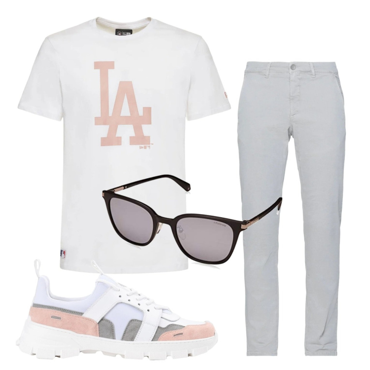 Outfit uomo - Total look #1580244. Stile Casual per Tutti i giorni. Abbinamento con pantaloni, sneakers, t-shirt, occhiali da sole.