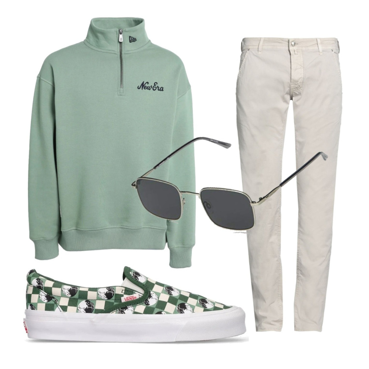 Outfit uomo - Total look #1580247. Stile Casual per Tutti i giorni. Abbinamento con felpe, pantaloni, occhiali da sole, sneakers.