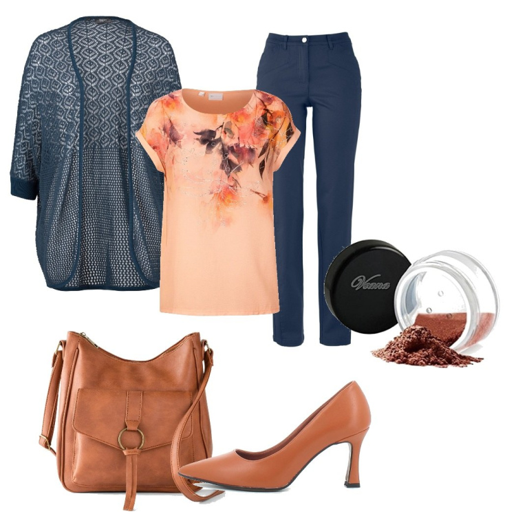 Outfit donna - Semplice con classe. Stile Basic per Tutti i giorni. Abbinamento con cardigans, borse a tracolla, bluse, pantaloni, sandali, ombretti.