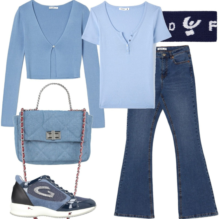 Outfit donna - Bantoa - mid Season sale. Stile Urban per Tutti i giorni. Abbinamento con sneakers, borse a mano, t-shirt, cardigans, jeans, braccialetti.