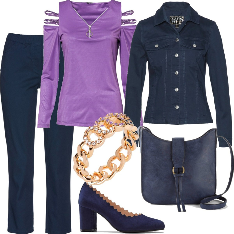 Outfit donna - BonPrix spring edition. Stile Mannish per Tutti i giorni. Abbinamento con pantaloni, maglieria, blazer, borse a tracolla, décolleté, anelli.