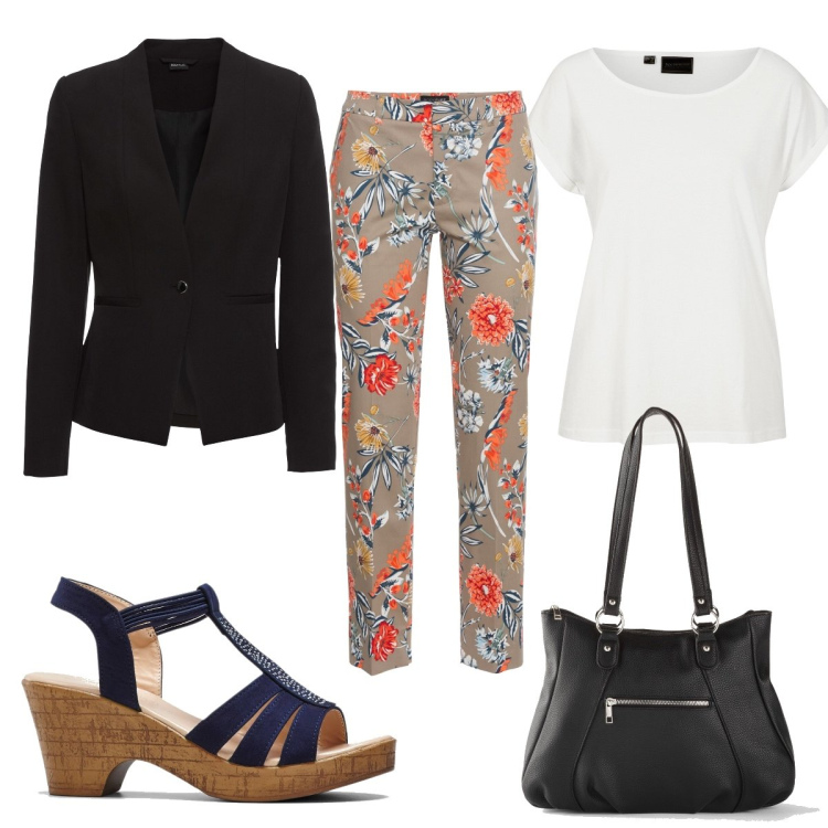 Outfit donna - Bon Prix Spring Edition- trendy. Stile Trendy per Tutti i giorni. Abbinamento con pantaloni, blazer, maglieria, sandali, borse a mano.
