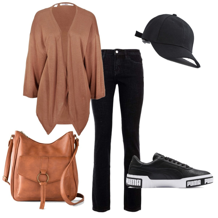 Outfit donna - Con il berretto con visiera. Stile Urban per Tutti i giorni. Abbinamento con vestiti chemisier, borse a tracolla, cappelli con visiera, jeans, sneakers.