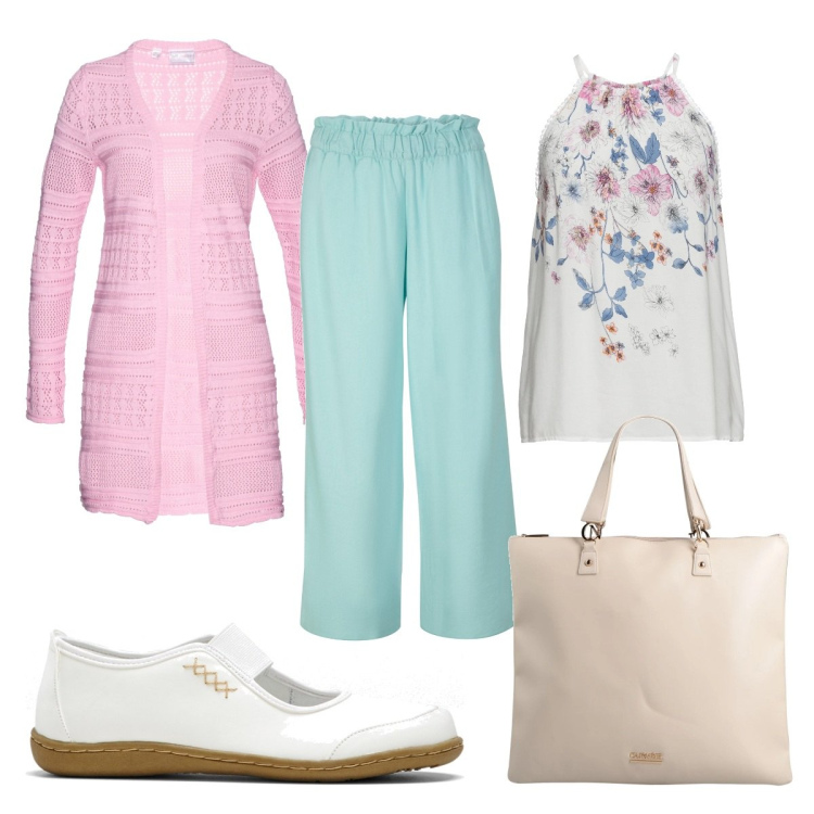 Outfit donna - Ecco il cardigan!. Stile Trendy per Tutti i giorni. Abbinamento con ballerine, pantaloni capri, top, cardigans, borse a mano.