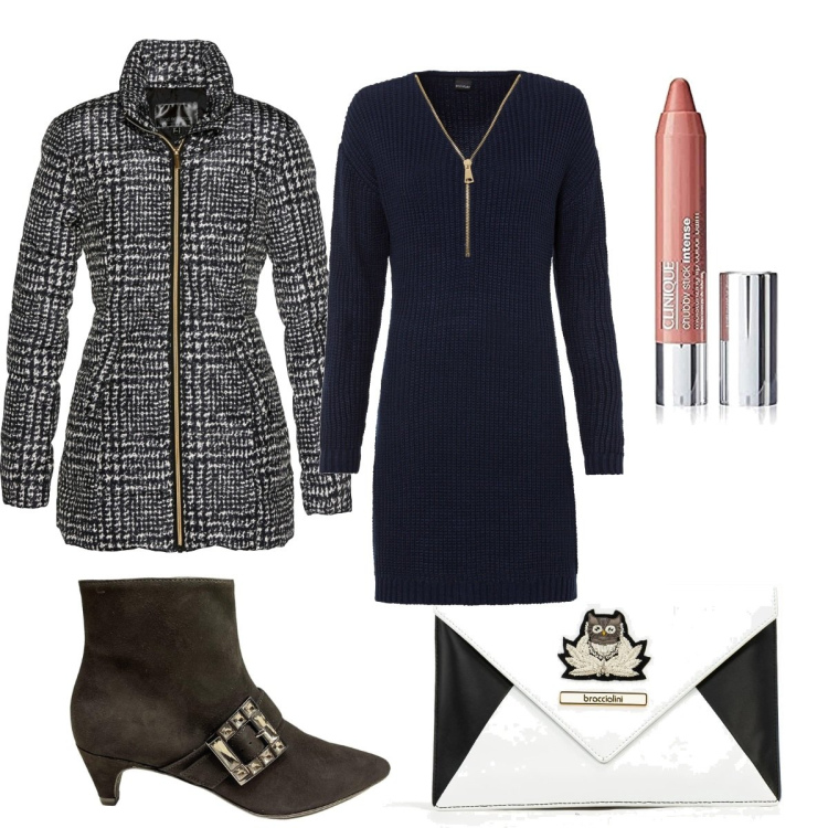 Outfit donna - Ecco la giacca!. Stile Chic per Tutti i giorni. Abbinamento con giacche, vestiti, pochette, stivaletti, rossetti.