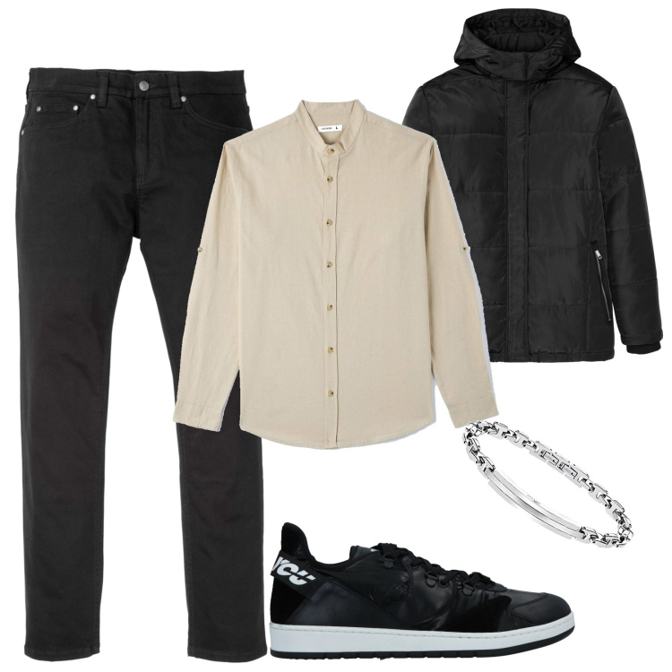Outfit uomo - Sneakers bicolore scontate. Stile Casual per Tutti i giorni. Abbinamento con jeans slim fit, giacche, sneakers, camicie, braccialetti.