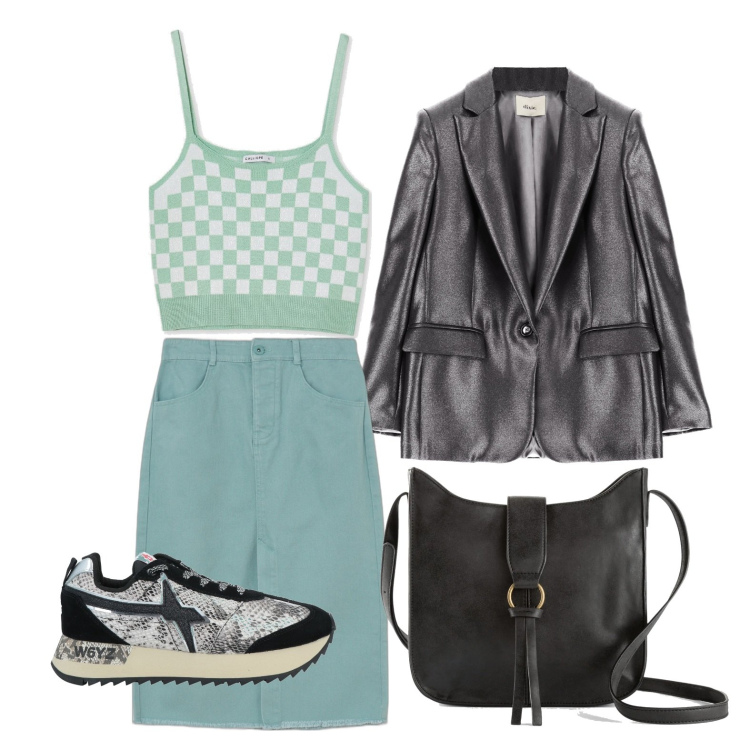 Outfit donna - Ghost outfitter - aprile. Stile Trendy per Tutti i giorni. Abbinamento con borse a tracolla, sneakers, giacche, gonne longuette, top.