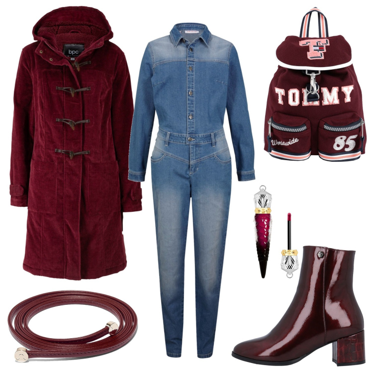 Outfit donna - Sportiva di classe. Stile Casual per Tutti i giorni. Abbinamento con montgomery, tute, zaini, stivaletti, cinture, rossetti.