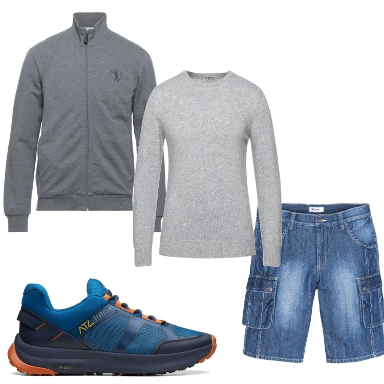 Outfit uomo - Total look #1585354. Stile Trendy per Tutti i giorni. Abbinamento con bermuda, pullovers, felpe, sneakers.