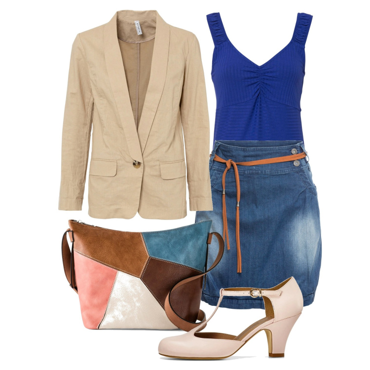 Outfit donna - Le prime bretelline. Stile Chic per Tutti i giorni. Abbinamento con minigonne, décolleté, borse a tracolla, top, blazer.