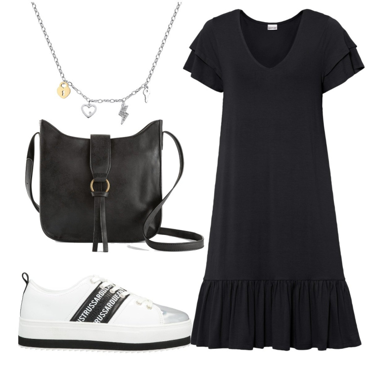 Outfit donna - Total look #1586437. Stile Basic per Tutti i giorni. Abbinamento con borse a tracolla, vestiti, sneakers, collane.