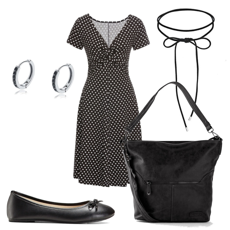Outfit donna - Mi vesto bon ton. Stile Bon Ton per Tutti i giorni. Abbinamento con vestiti lunghi, ballerine, borse a tracolla, orecchini, collane.