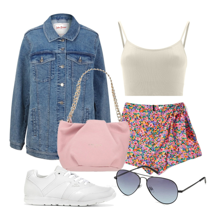 Outfit donna - Ghost outfitter - aprile. Stile Trendy per Tutti i giorni. Abbinamento con blazer, sneakers, borse a mano, gonne, top, occhiali da sole.