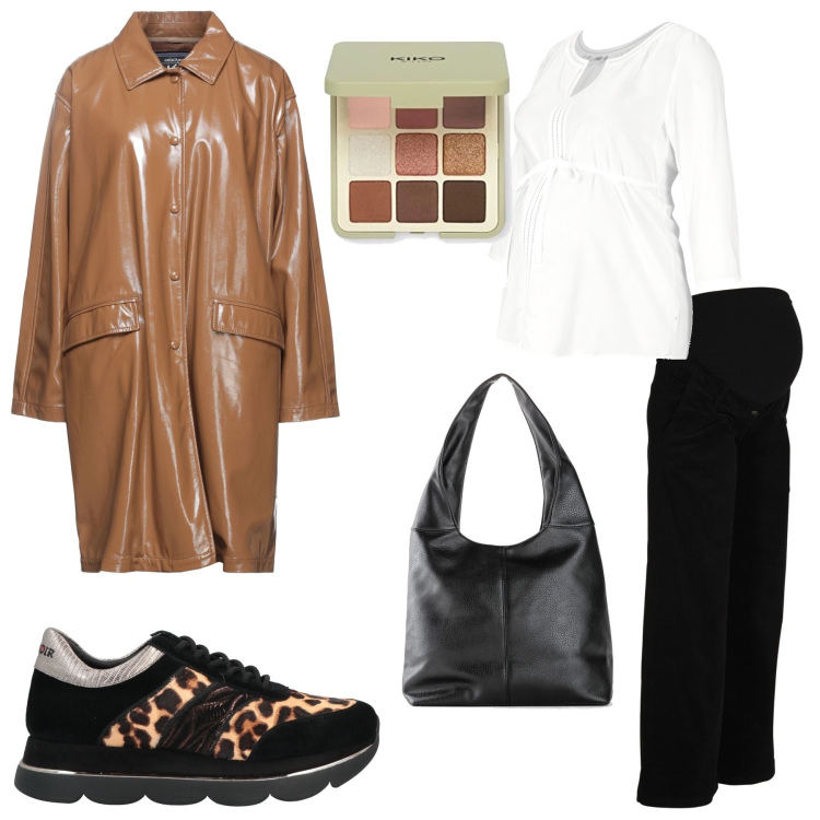 Outfit donna - Mamy animalier. Stile Chic per Tutti i giorni. look ideale per Premaman. Abbinamento con pantaloni culotte, tuniche, borse a spalla, sneakers, cappotti, ombretti.