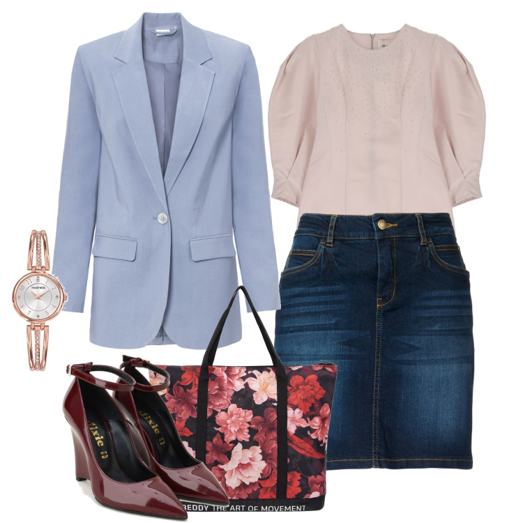 Outfit donna - Le maniche a sbuffo. Stile Casual chic per Tutti i giorni. Abbinamento con gonne, blazer, borse tote, vestiti corti, décolleté, orologi analogici.