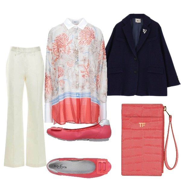 Outfit donna - Rosa. Abbinamento con ballerine, camicie, giacche, pochette, pantaloni.