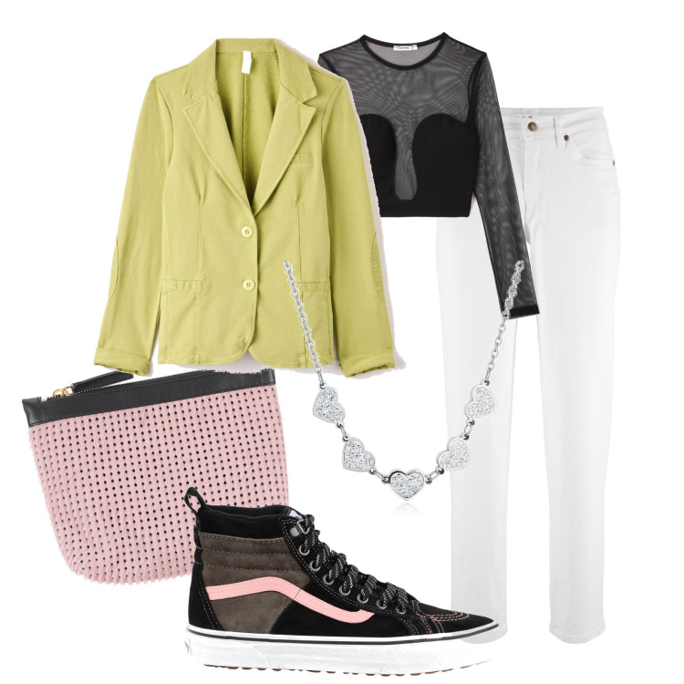 Outfit donna - Basic #5921. Stile Basic per Tutti i giorni. Abbinamento con jeans mom, sneakers, pochette, giacche, t-shirt, collane.