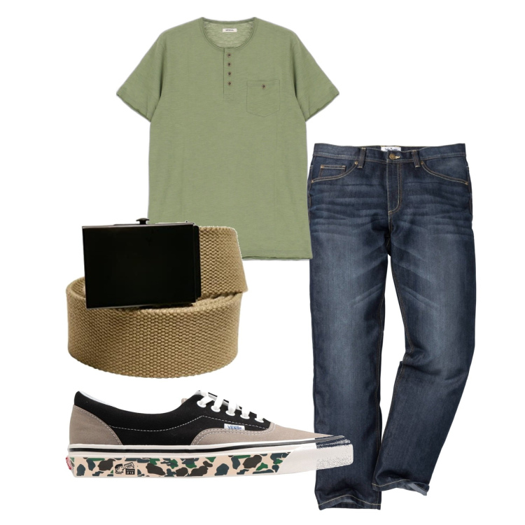 Outfit uomo - La cintura corda. Stile Casual per Tutti i giorni. Abbinamento con jeans dritti, sneakers, t-shirt, cinture.