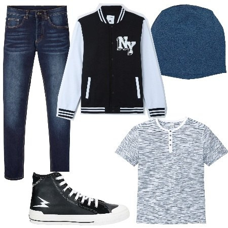 Outfit uomo - Urbano attuale. Stile Urban per Tutti i giorni. Abbinamento con maglieria, jeans slim fit, sneakers, cappotti, berretti.