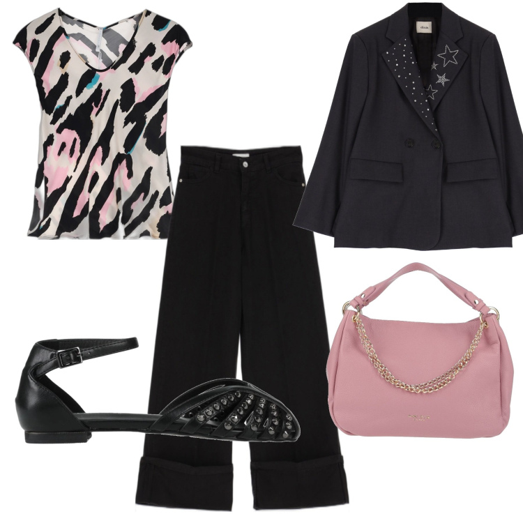 Outfit donna - #1. Stile Casual chic per Tutti i giorni. Abbinamento con top, cappotti, pantaloni a palazzo, ballerine, borse a mano.